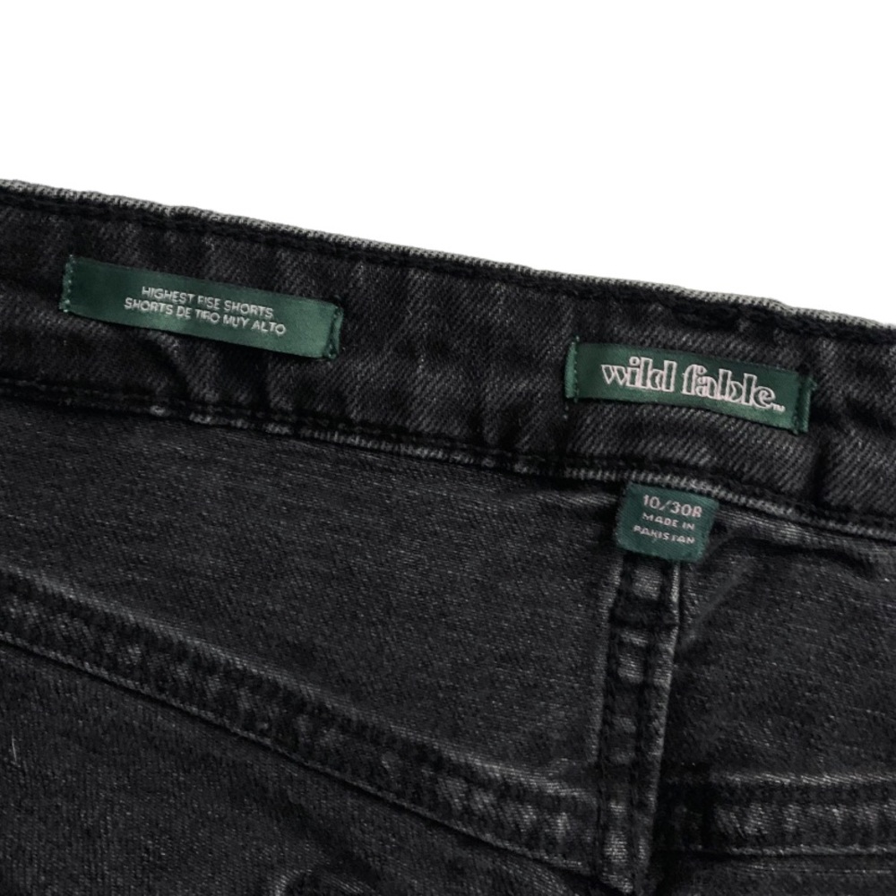 ❌SOLD❌ Wild Fable Highest Rise Black Jean Shorts Cuffed Denim Plain Size 10 30R - Picture 7 of 10